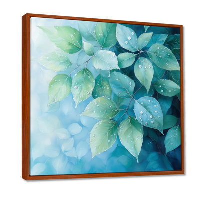 Morning Dewy Leaves II - feuilles, art mural