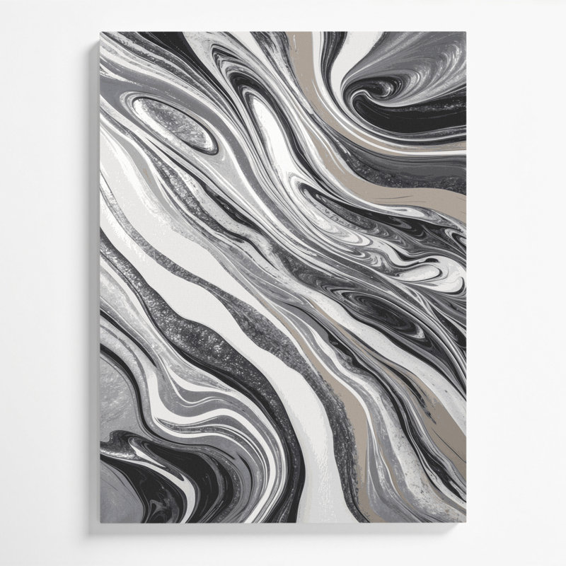 Abstrait art fluide sur toile grise 95, H 14 po x l 11 po