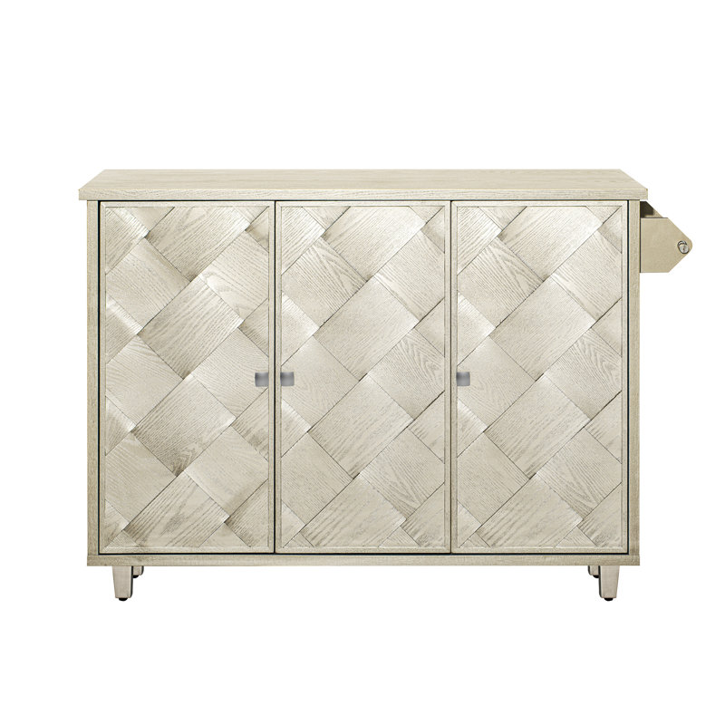 Îlot de cuisine en bois de frêne plaqué de frêne de 51,2 po (papier pas cher) avec abattant, îlot de cuisine sur roulettes avec support de rangement interne et chariot de cuisine roulant