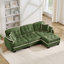 Canapé en L Chenille avec repose-pieds mobile et coussins matelassés