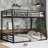 Heavy-Duty Metal Bunk Bed with Noise-Reduced Design, Full XL over Queen, Black-468257878