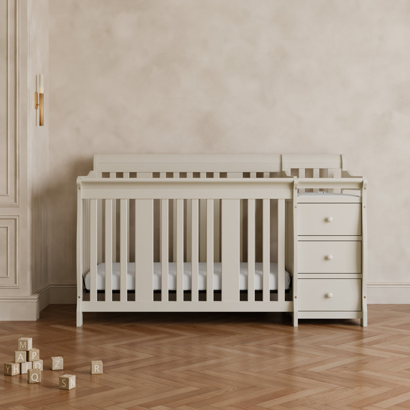 Lit de bébé convertible 5 en 1 Portofino avec table à langer, Brun colombe