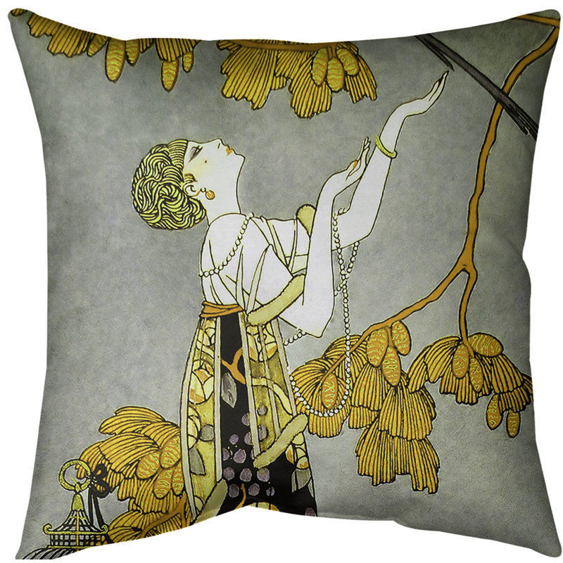 Coussin de femme, 16 po x 1 po, Or / Gris, Sergé de coton