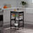 Utility Cart With Granite Top, Foldable Metal Basket, And Removable Tray For Versatile Storage