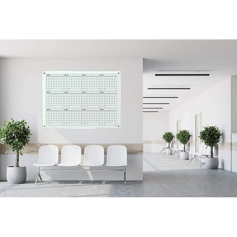Calendrier mural mural en verre 34 po x 46 po