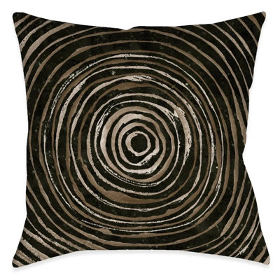 Tribal Texture Circle Dark Outdoor Decorative Pillow