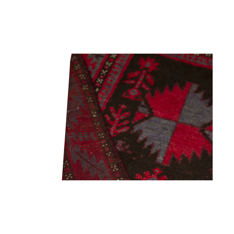 Hand-Knotted High-Quality Red and Black Area Rug