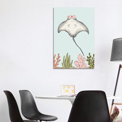 Floral Crown Stingray by Katie Bryant - Wrapped Canvas Gallery-Wrapped Canvas Giclée