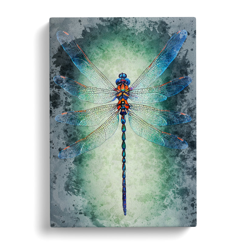 Watercolour Dragonfly No.1 - Wrapped Canvas, 76cm H x 50cm W x 3cm D