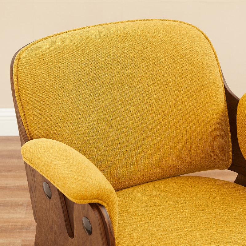 Fauteuil rembourré, Coton / lin jaune
