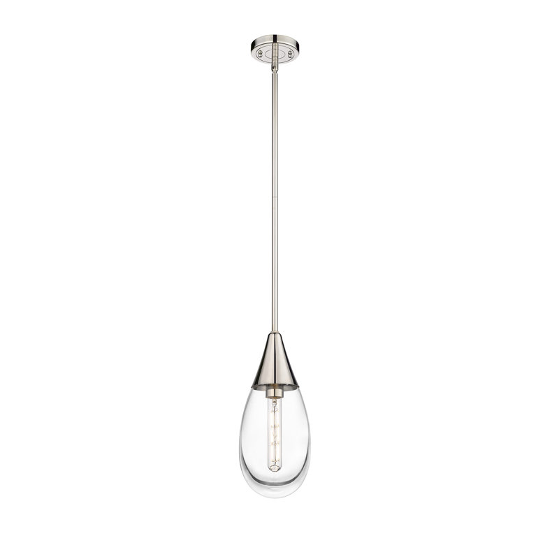 Luminaire suspendu sur tige 6 lumières Malone, Transparent, Nickel poli