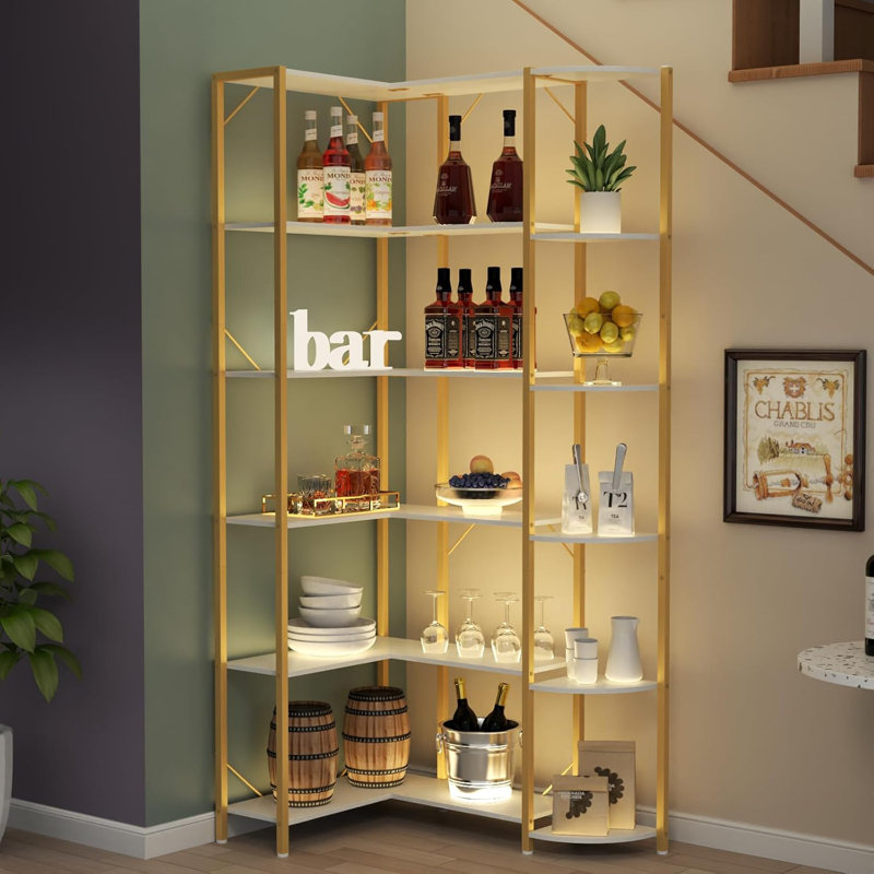 180cm H x 88cm W Iron Corner Bookcase