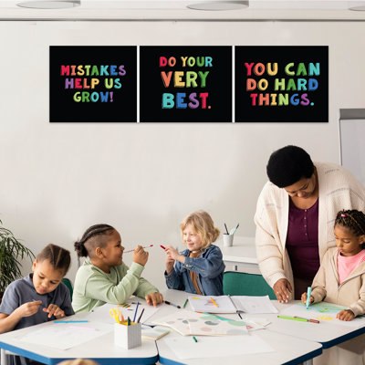 Classic Rainbow Motivational Classroom Banner Sign For Teachers, Door, Wall Decor, Inspirational, 2-Pk