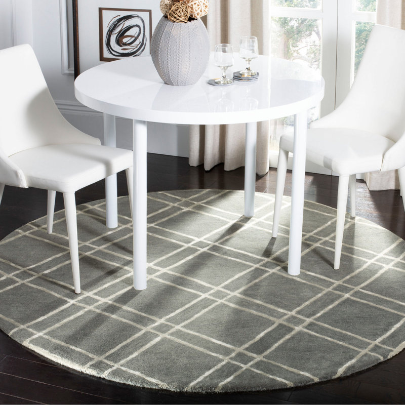 Tapis gris foncé en laine touffeté à la main Milroy, Rond 6 pi