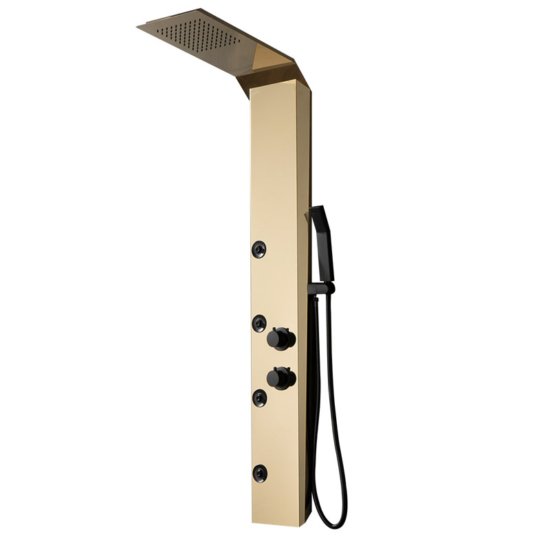 54.33'' Shower Panel with Fixed Shower Head, Black Gold