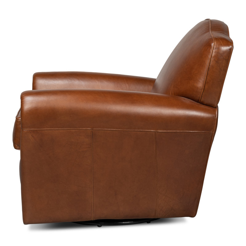 Elite Swivel Armchair, Dark Brown Genuine Leather