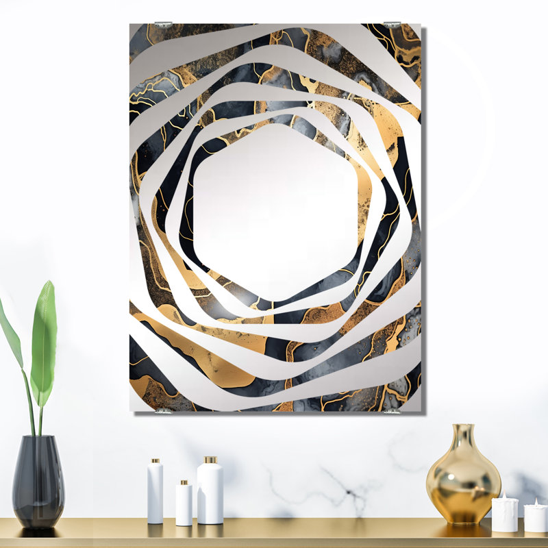 Hira - Miroirs muraux décoratifs abstraits fractaux MIR137715, 32 po x 24 po