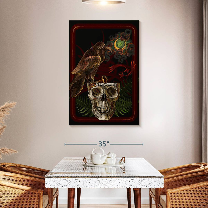 Hitzel Skull And Raven, 24" H x 16" W