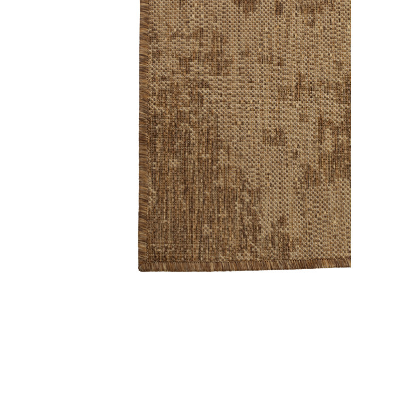 Neutral Brown and Beige Synthetic Flat Woven Rectangular Rug