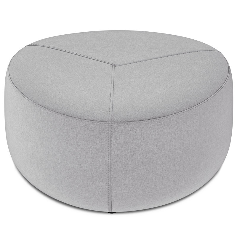 Moore 32" Light Grey Linen Round Ottoman
