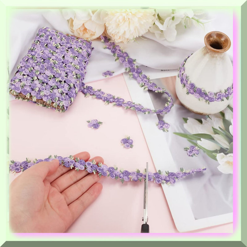 Purple Flower Lace Trim 5 Yards