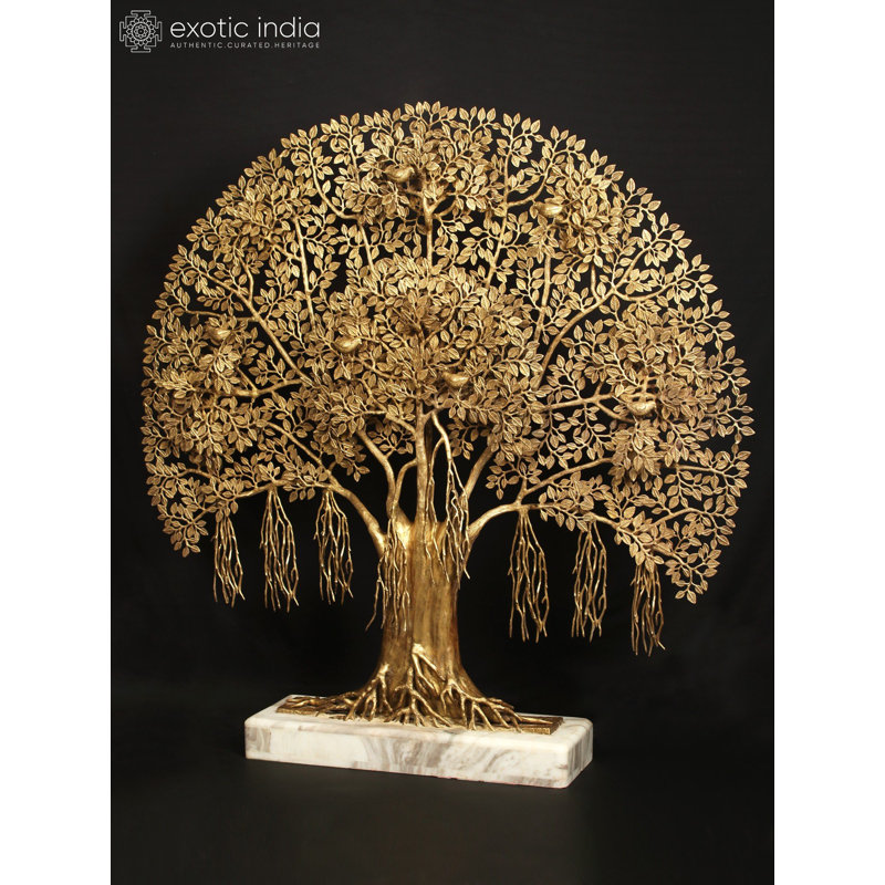 Arbre de vie en laiton 58 po avec base en marbre 