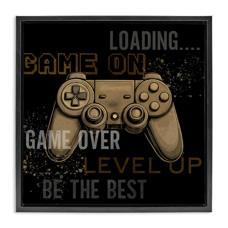 Cadre flottant Gamer Commandes, par Kim Allen, H 25 po x l 25 po, Cadre flottant noir de jais