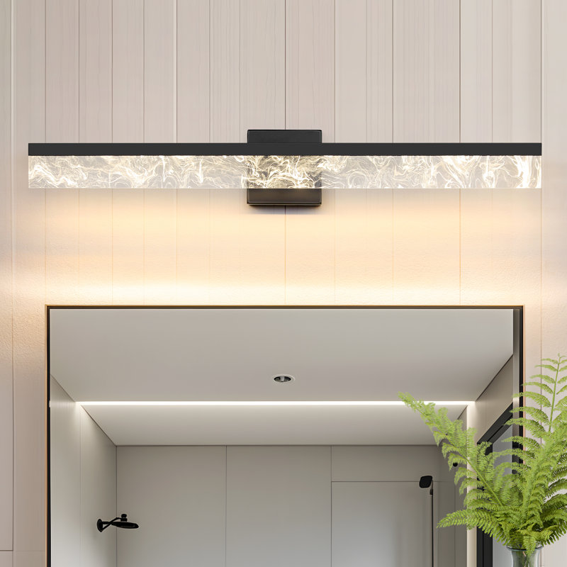 Barre d'éclairage de salle de bain à intensité variable 1 lumière DEL 24 W Morlon 32 po, Noir mat, 4.72" H x 32" W x 3.23" D