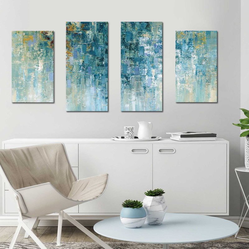 « i love the rain », reproduction de peinture à l’acrylique à multiples images sur toile, H 38 po x l 72 po x P 1,5 po
