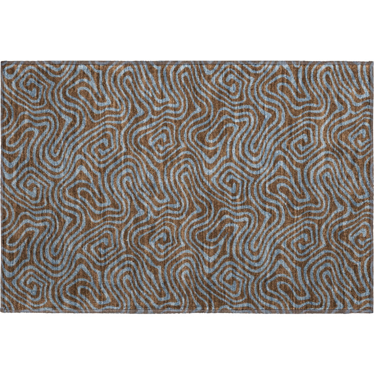 Premium Machine Washable Birchview AMF1031 Swirls Rug