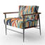 Orange et bleu Botanical Symphony III - Chaise d'appoint rembourrée et chaise moderne