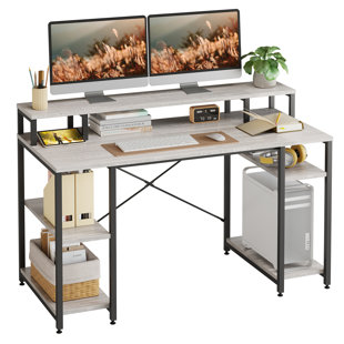 Kinslee 55inch Computer Desk, Office Work Desk with Monitor Stand