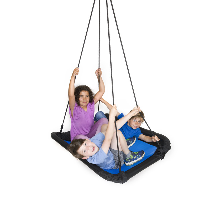 Blue and Black Heavy-Duty Rectangular Platform Swing with Steel Frame