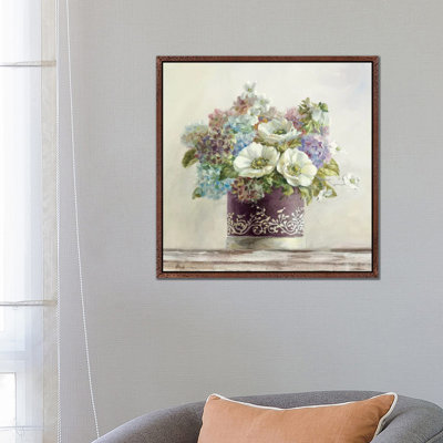 Anemones In Aubergine Hatbox by Danhui Nai - Print on Canvas