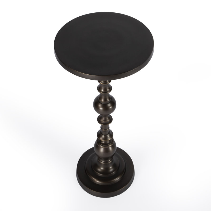 Darien Round Pedestal 10"W Side Table, Bronze
