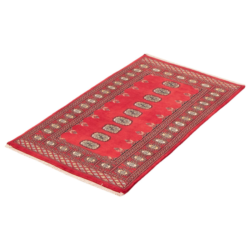 Tapis rouge en laine noué à la main de conception unique 3 pi x 5 pi 1 po nouvel âge Molly-Rae