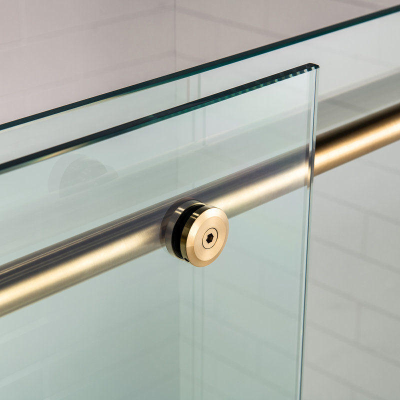 56"-60" W x 62" H Single Sliding Frameless Bathtub Door with 3/8"(10mm) Clear Tempered Glass, 	Brushed Gold