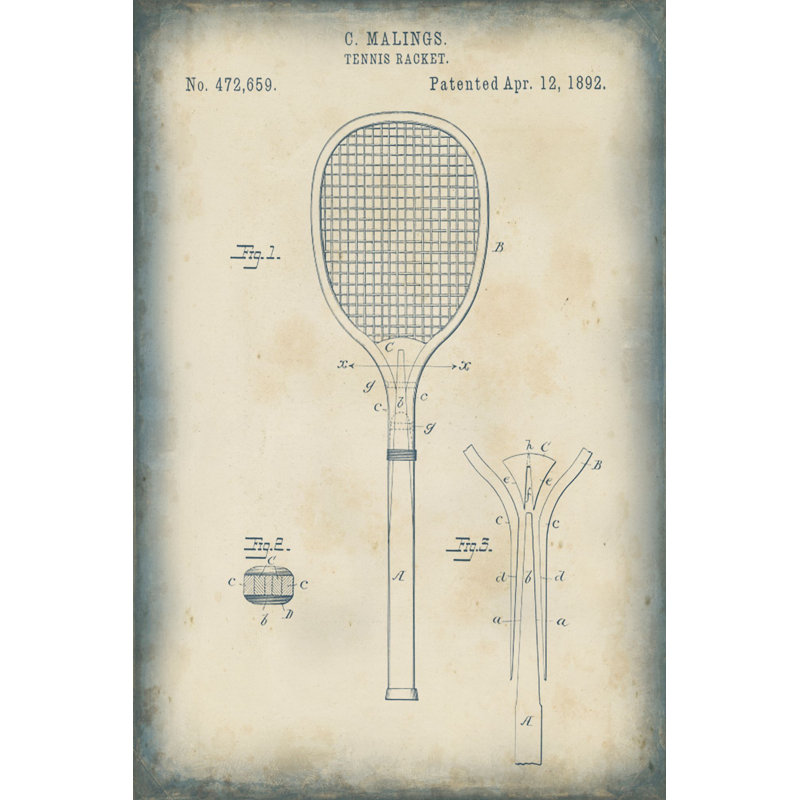 Patented Sport IV 1 Piece Wall Art on Canvas, 30 cm H x 20 cm W, Black Floater Framed