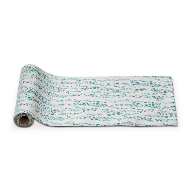 Ripple Block Table Runner, Blue/White Floral, 72" L x 14.5" W