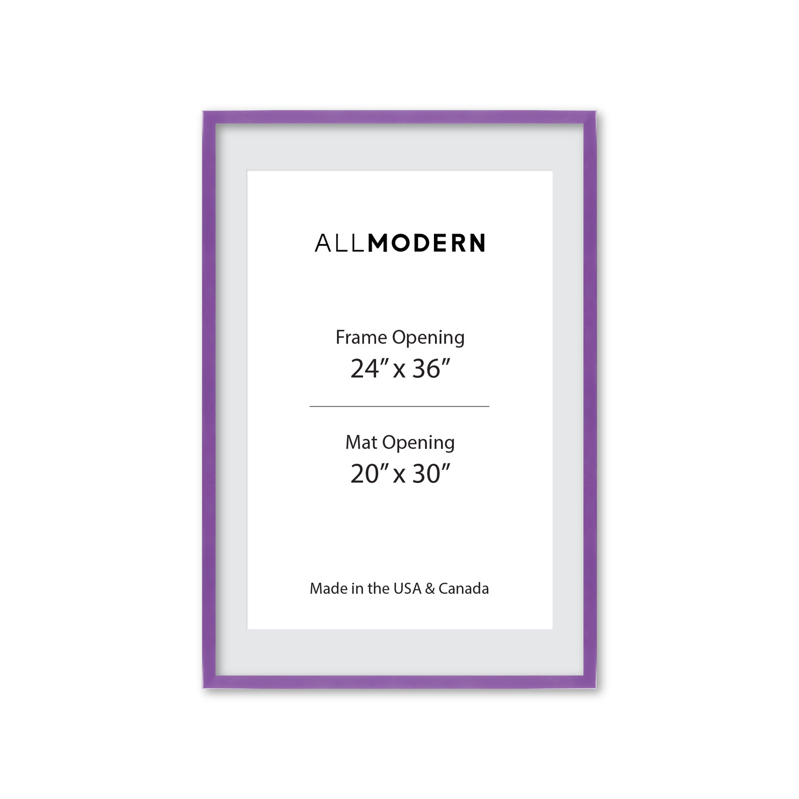 Willin Solid Wood Picture Frame with Mat, 25.75" W x 37.75" H, Plum Purple