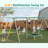 6 In 1 Multifunction Kids Swing Set For Backyard, Heavy-Duty A-Frame Metal Stand With 3 Adjustable Swing Climbing, Net, Trampoline, Basketball Hoop