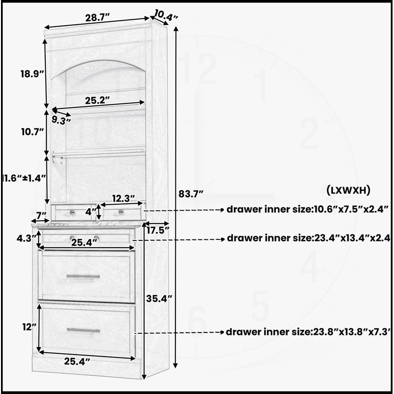 Armoire autoportante haute de 83,7 pouces de hauteur avec plateau supérieur et 5 tiroirs de rangement, ensemble de 2, bleu