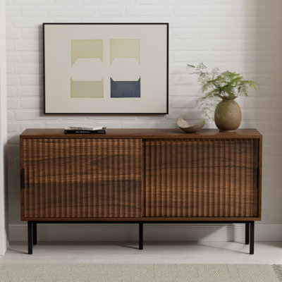 47" Fluted Tv Stand With Storage Cabinet For Living Room