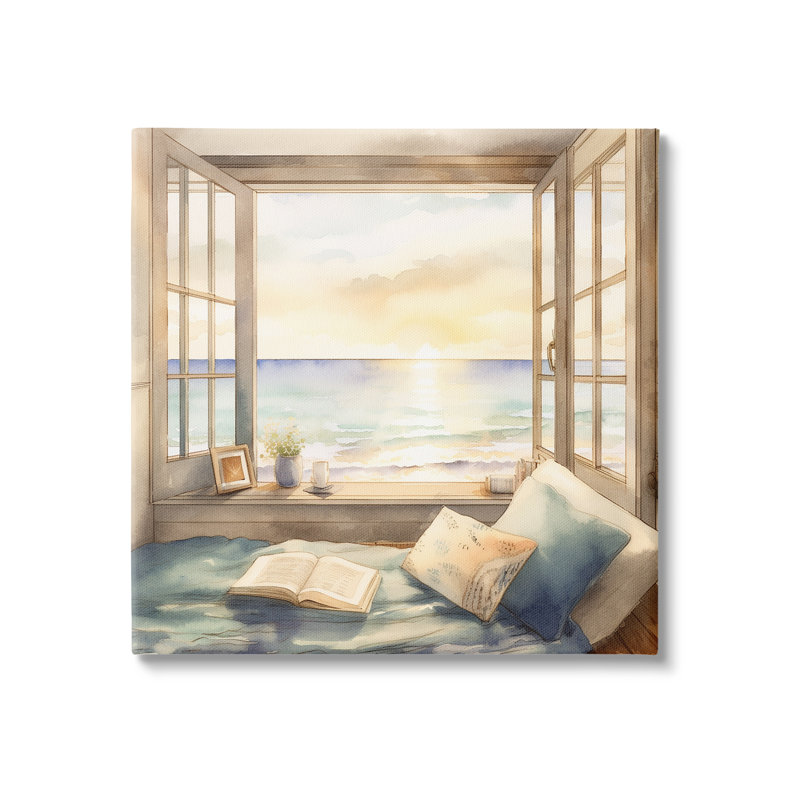 " Highland Dunes Beach Window View ", 17" H x 17" W x 1.5" D