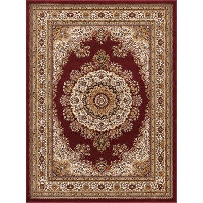 Traditional Medallion Area Rug With Stain-Resistant Polypropylene, Perfect For High-Traffic Areas And Elegant Home Decor