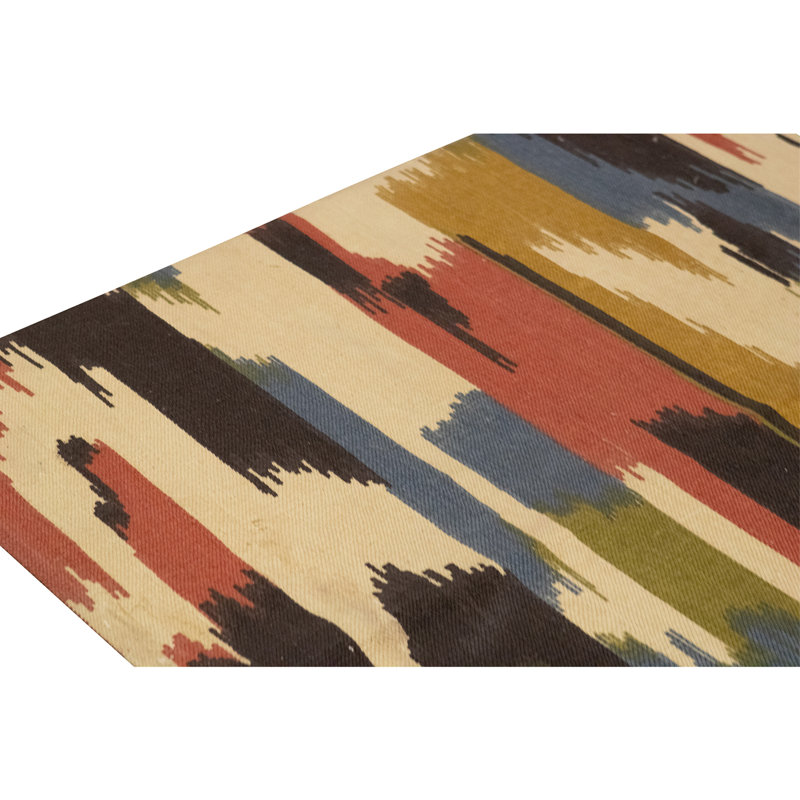 Tapis rectangulaire en laine à tissage plat