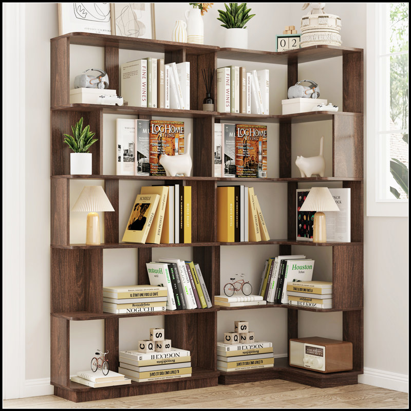 Ensemble de 2 bibliothèques combinées gratuites, d'angle peu encombrant et en forme de I, longueurs de 55 cm et 80 cm, 4 options de couleur