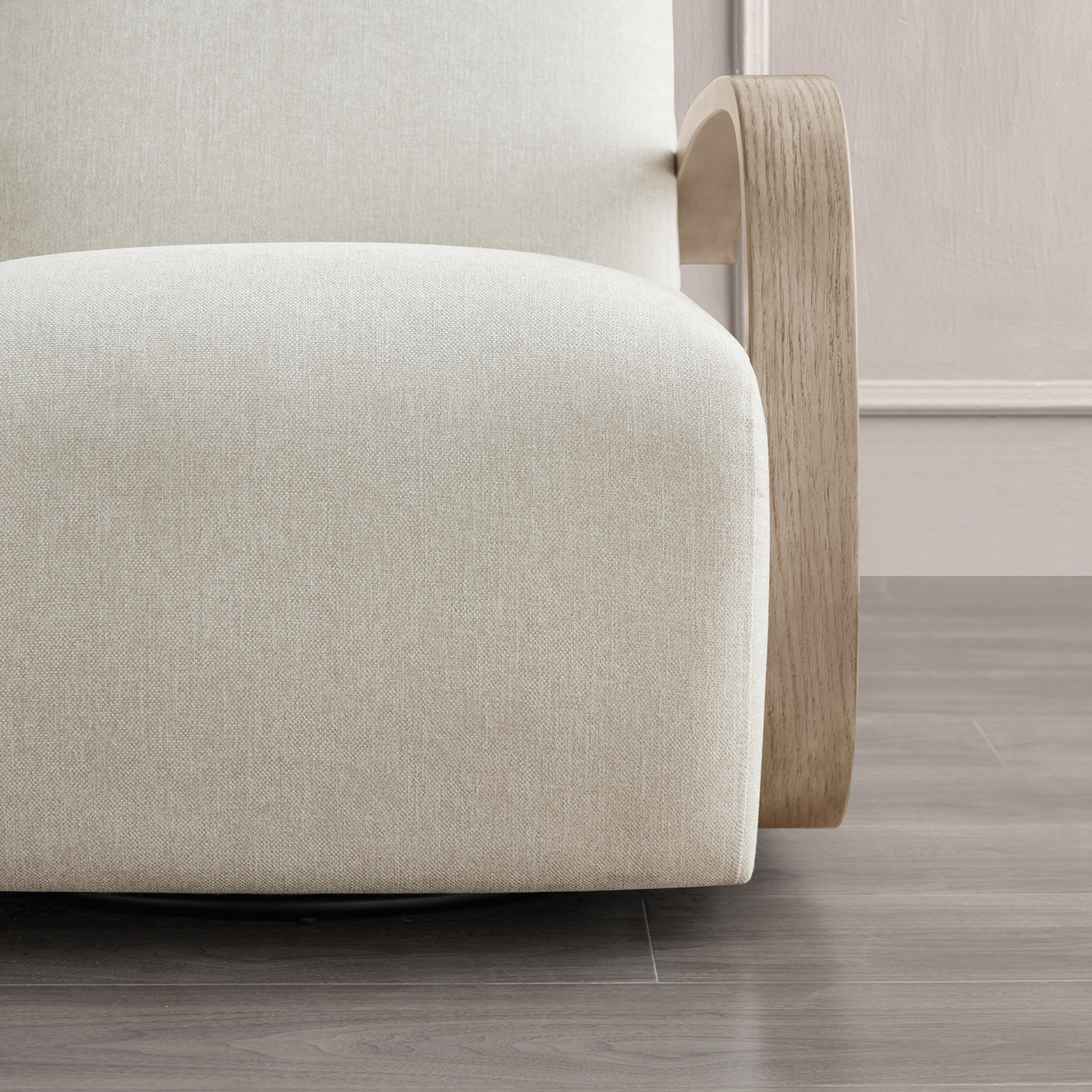 Brehana Swivel Armchair, Driftwood Ash, Washed Linen Performance Weave