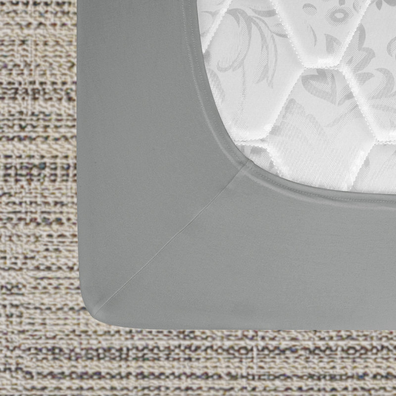 Housse de sommier en tricot Jersey StretchWrap, Simple, Gris clair