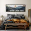 «Western Wood Effect Landscape Twilight Serenity Stylized Mountain and Forest», reproduction encadrée sur toile-98042024-111176856